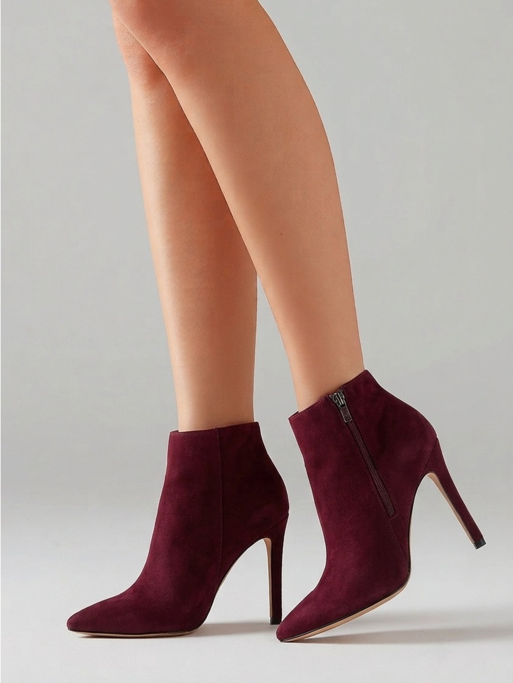 Vince Camuto Burgundy Suede Pointed-Toe Ankle Booties